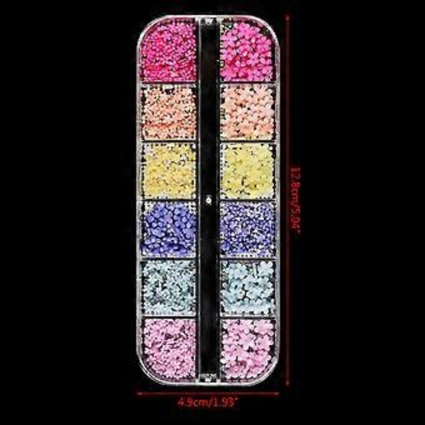 12 Fack 3D Harts Blomma Nageldelar Dekoration Blandade Stålpärlor Ädelstenar Berlocker Nageltillbehör Professionella Nageltillbehör