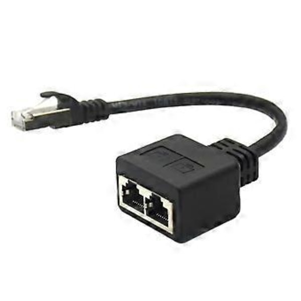 RJ45 Splitter Adapterkabel Hann til 2xHunn Kontakter LAN Ethernet Kabel Forlenger Nettverksadapter Pluggledning