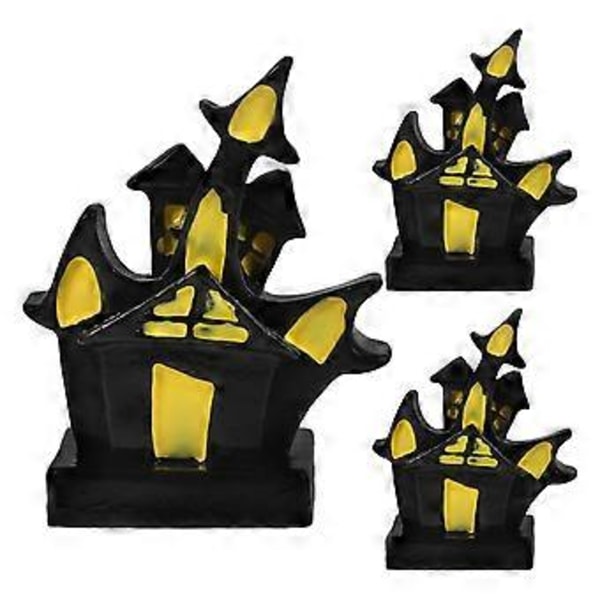3 stk. Halloween Akvarium Dekorasjoner Halloween Slott Figur Resin Fisketank Statue Dekor