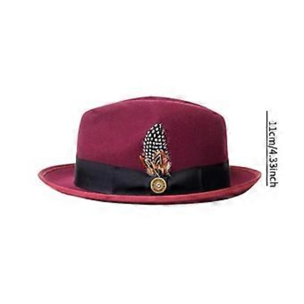 Fedora-hattu, klassinen trilby-hattu matkustamiseen, asusteeksi, häihin, juhliin, cosplay-käyttöön (punainen)