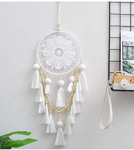 Unisieppari seinäkoriste pom pomeilla, Boho Macrame unisieppari