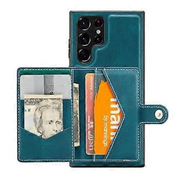 EEHOOD Retro Magneettinen PU-kotelo Samsung Galaxy S22 Ultralle Blue