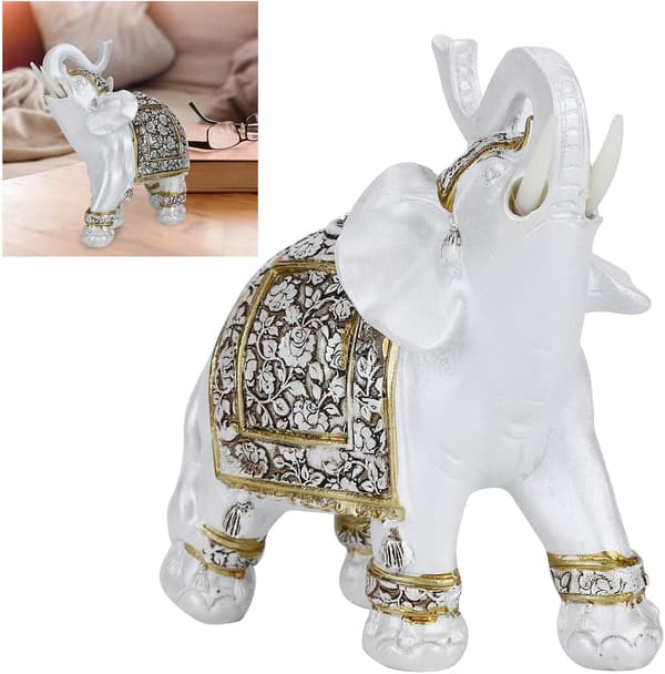 Harpiks Elefant Statue, Elefant Figurer Dekorativ Elefant Fen