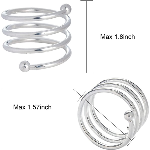 Lautasliinarinkejä ja -pidikkeitä, (6 kpl - SPIRAL, hopea) Metalliset lautasliinarinkulat