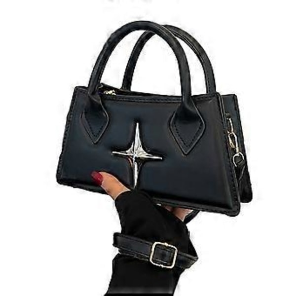 Fashion Axelväska PU Crossbody Väska för Kvinnor Flicka Mångsidig Handväska Liten Fyrkantig Väska PU Tote Väska Trendiga Vardagsväskor Svart Black