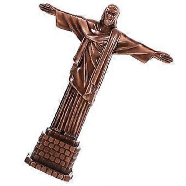 Jesus Figur Skrivebord Legering Jesus Statue Kristent Jesus Skulptur Hjemme Ornament Dark Red