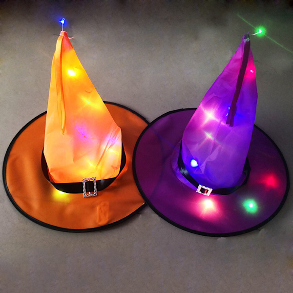 6 X Halloween heksehatter LED-lyssnor Lys opp utendørs hengende husdekor, sett med 6 stk