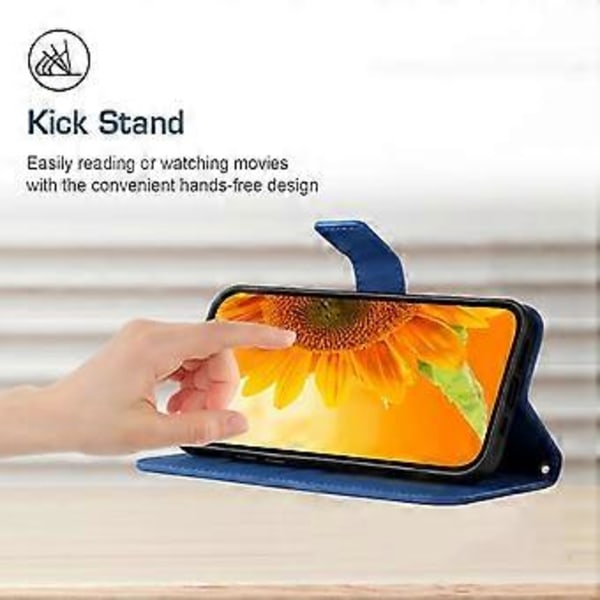 Oppo A58 4G lompakkokotelo, auringonkukkakuvio, jalustallinen nahkakotelo ja ranneke Style E