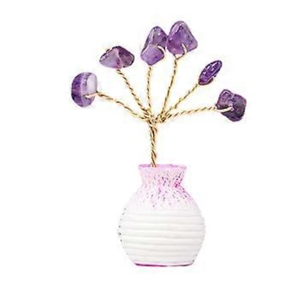 Mini Krystaltræ i Vase Dekor Naturlig Chipsten Håndlavet Helbredende Held Penge Hjemmekontor Ornament DIY 2