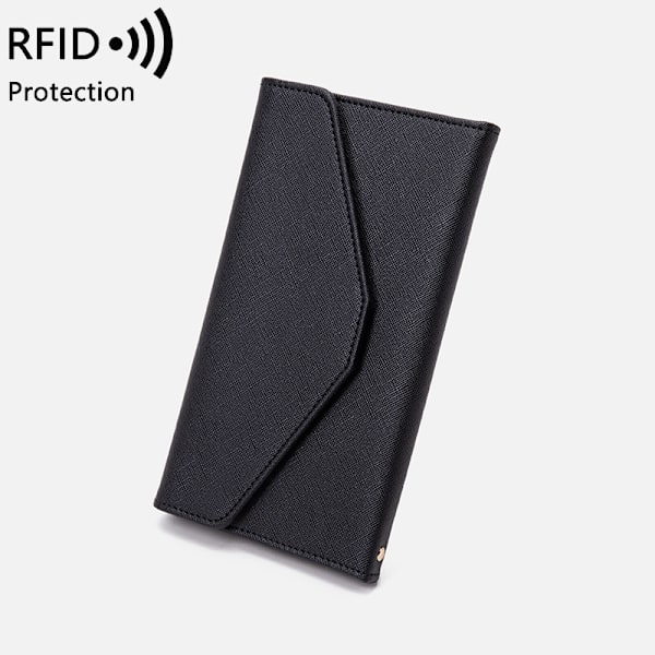 Nahkatasku matkalle, passipidike, musta matkustusasiakirjojen säilytyskotelo 8 korttipaikalla RFID-suojauksella, ohut lompakko