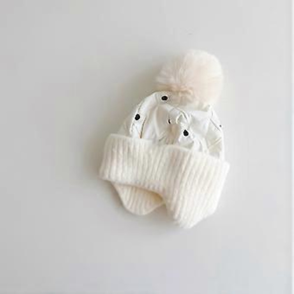 Pehmeä pehmoinen korvasuojahattu taaperoille, tyylikäs vauvan korvia suojaava hattu, unisex vauvan talvihattu korvasuojilla lapsille, beige Beige