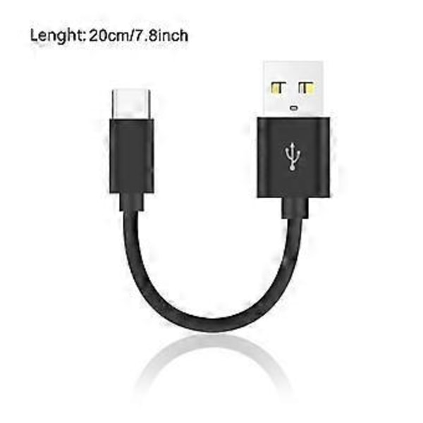 20cm USB - Type-C -kaapeli, nopea latausjohto S22 S21 -puhelimille, tukee tiedonsiirtoa, laturijohto, datakaapeli, musta Black