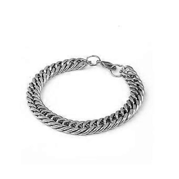Handgjort Manschettkedjearmband för Män Tillverkat av Rostfritt Stål - Silverarmband för Män - Manschettarmband för Män - Smycken för Män - 18cm*10mm*4mm