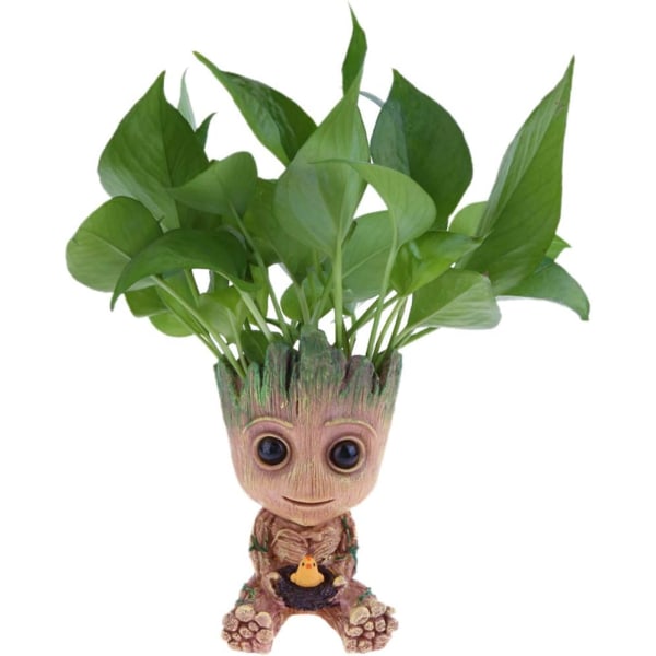 Decorative Planter with Drain Hole in the Shape of Baby Groot fro