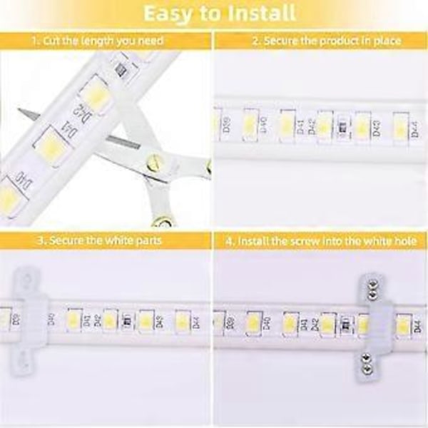 Vedenpitävä LED-nauha valkoinen 220V, SMD 5730 120led/m LED-valo 5m ulkokäyttöön nauha EU-pistokkeella, ei tarvitse muuntajaa (Valkoinen, 5)