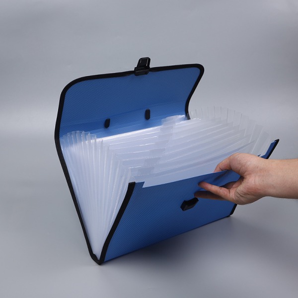 Blå dokumentsorterare 13 fack i A4-storlek, dragspelsfil