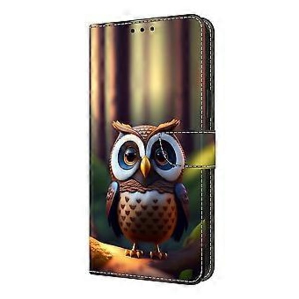 Læderetui med mønstertryk, pung og stativ til Samsung Galaxy S25 Edge Brown Little Owl