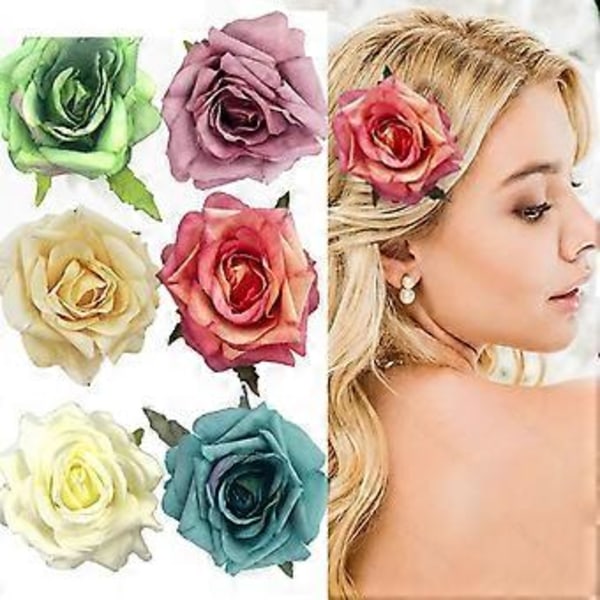 Blommig Hårklämma Dam Ros Hårklämma Blomma Hårspännen Brud Broschnål Ros Broschnål Blomma Broschnål Blomma Hårnål