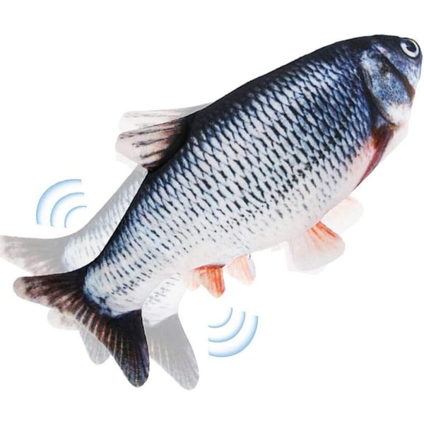 Myk Fiskekatteleke 11 tommer Interaktiv Kattemyntekatteleke Realistisk Plysj Simulering Mobil Fiskekatteleke, Vaskbar, Karpe