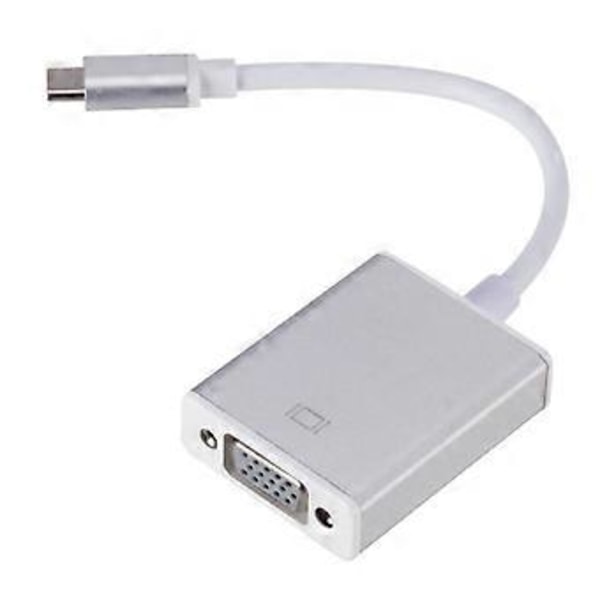 Teräväpiirto USB3.1 Type C - VGA Naarasmuunninjohto Sovitinlinja tietokoneen näytölle, televisiolle ja projektorille Hopea Silver