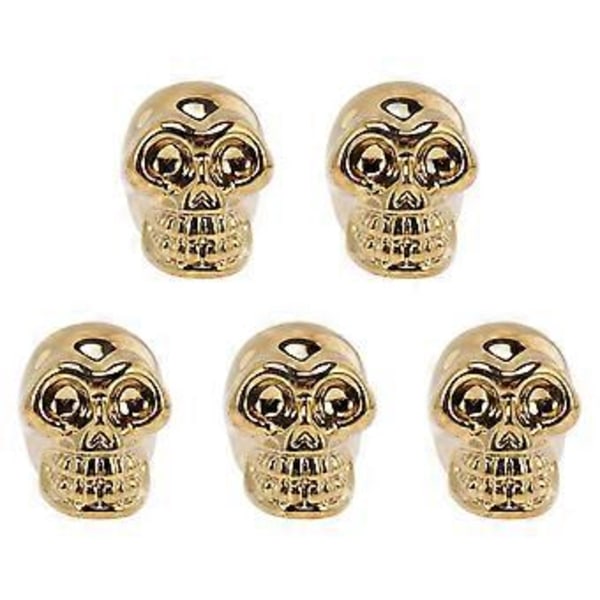 5 stk. Miniature Krystal Kranie Statue Figur Halloween Bordpynt Dekoration Golden