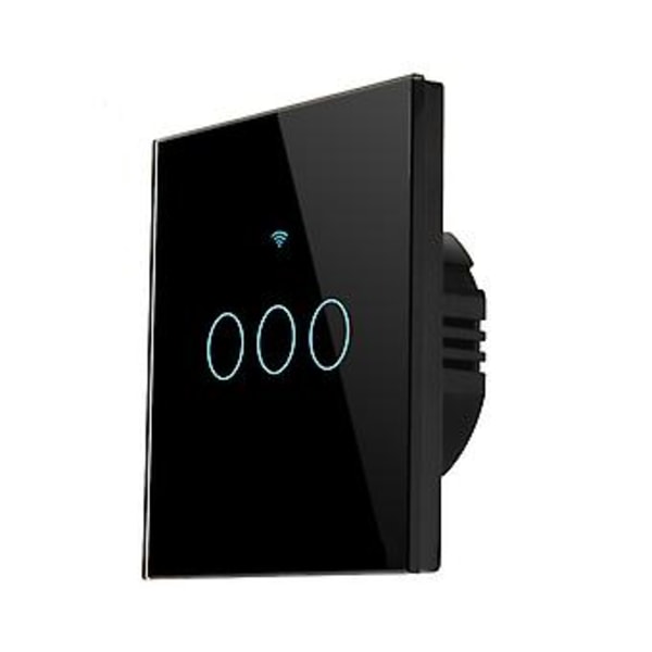 2/3/4-vägs Smart Strömbrytare Tuya Touch App-kontroll INGEN Noll-ledare Krävs black 3Gang