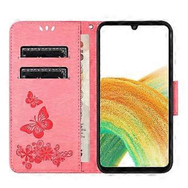 Fodral för Samsung Galaxy A05s 4G, Folio PU Läder Fjärilar Blomma Mobilskal Style D