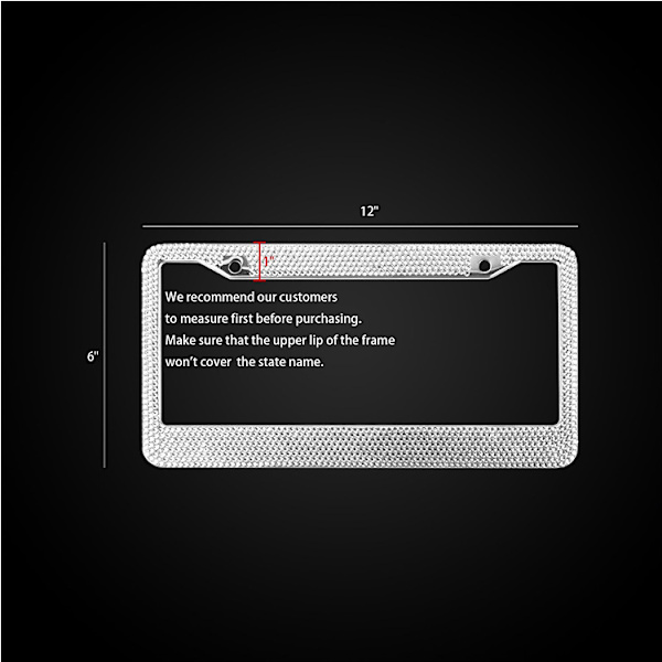 2-pack svarta bling-registreringsskyltramar, strass-registreringsskylt