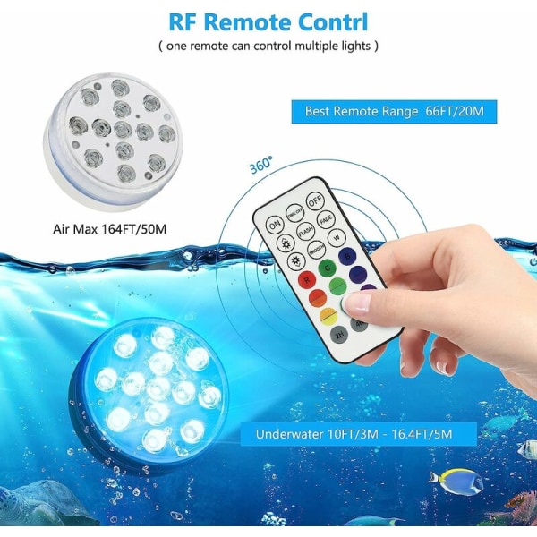 Simljus för pool, magnetisk LED-poollampa med fjärrkontroll,