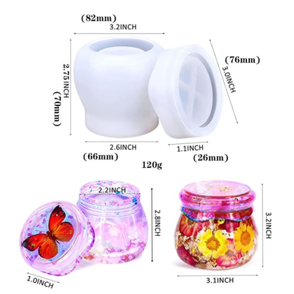 Silikonform til Harpiks, Glasform med Låg, Puddingglas Epoxy Harpiks C