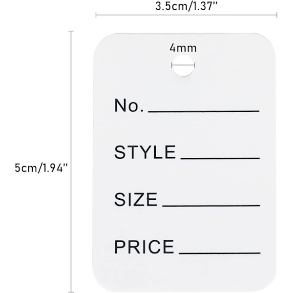 1000 st Prislappar 3,5x5 cm Kraftpapper Etiketter Butikslappar Kläder