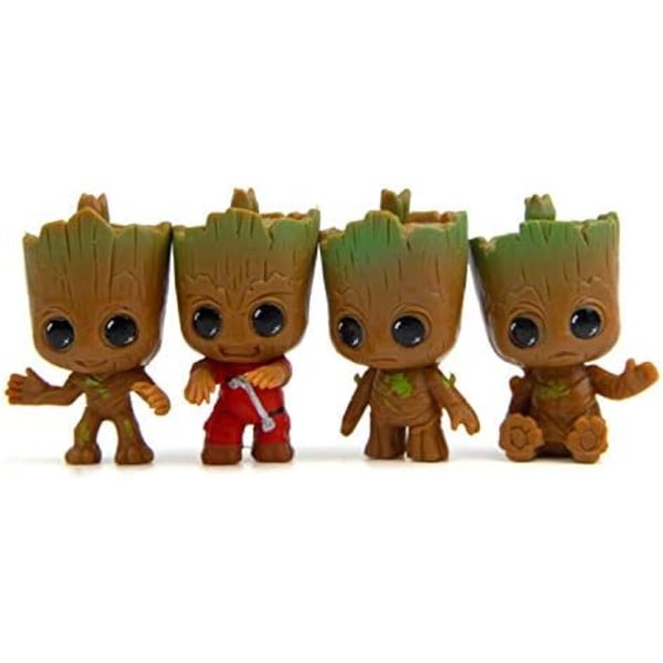 4 stk. Baby Groot Nøglering, Klassisk Film Actionfigur - Perfekt