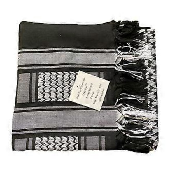 Jacquard-kuvioitu arabialainen huivi, taktinen huivi, monikäyttöinen päähuivi, hiphop-neliöturbaani miehille, valokuvarekvisiitta, musta valkoisella (musta valkoisella) black with white