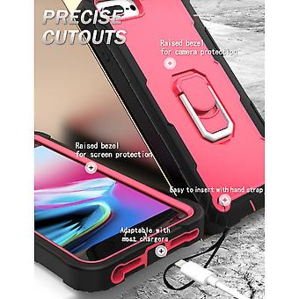 PC + Gummiskal för iPhone 8 Plus / 7 Plus Black   Rose Red