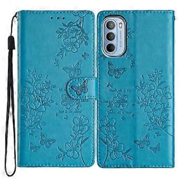 Sommerfugl og Blomster Etui til Motorola Moto G52 Blue