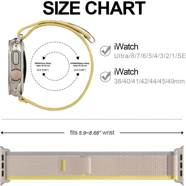 2 stk Trail Loop stropp kompatibel med Apple Watch 42/44/45/49MM,