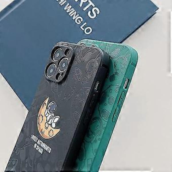 Kompatibel med iPhone 11 Pro Max Astronaut Fodral Kvinnor Flickor Enfärgad Sött Fodral Kameralins Fullständigt Skydd Mjukt Silikon Skyddsfodral för iPhon