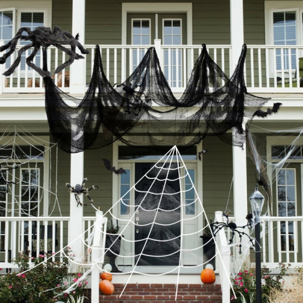 (76*198CM) Halloween spökfestival dekoration gasväv svart gasväv