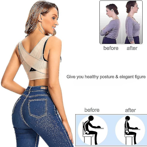 Humpback Holdningskorrigerer Dame BH Støtte Bryststøtte Shapewear Kroppsformer For Pukkelrygg. Beige.