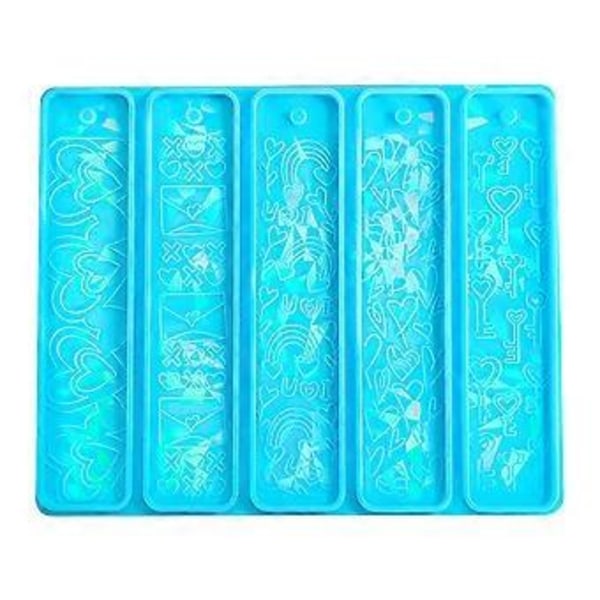 Holografisk Lys og Skygge Bogmærke Silikoneform Epoxy Resin Form til DIY Dekor Håndværk Nøglering Vedhæng Smykkefremstilling Blå Blue1