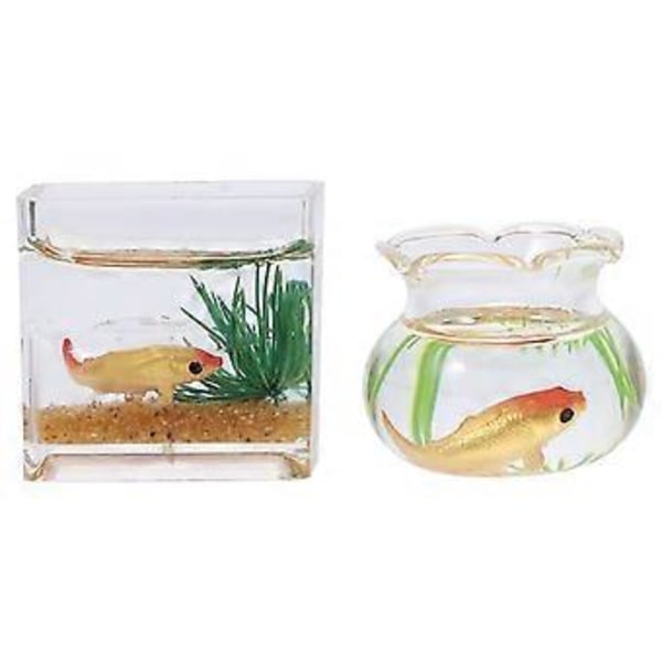 2 st Miniatyr Fisk Skål Akvarium Mini Hus Tillbehör Dockhus Dekoration