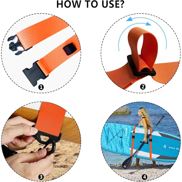 Justerbar Bärbar Bärrem för SUP Kajak, Surfbräda, Paddel