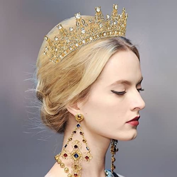 Full diamantkrona (guld), brudkrona, bröllopsdiadem, Q