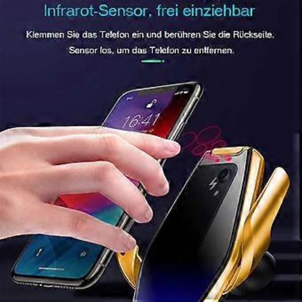 Tyrant Gold Trådløs Billader, 15W Hurtiglading Bilfeste Lader Auto-Klemming Luftventil Telefonholder Kompatibel med iPhone 11Pro/Max/XR/11/X/8, S