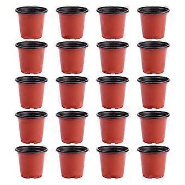 DOITOOL 20 stk. Plast Planteblomsterpotter Planteskole Frøplanter Potte Lett Tofarget Universal Blomsterplantebeholder Startpotter