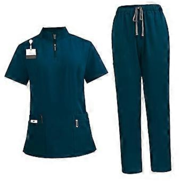 Skrubbsett Myk Topp og Joggebukser for Dyrepleier Skjønnhetssalong SPA Kosmetikk (Blågrønn L) Blue Green L