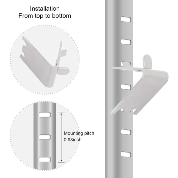 Køleskabshyldeclips, 10 stk. rustfrit stål fryserhylde H
