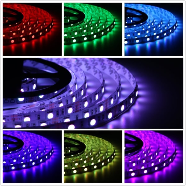 LED-strimmel-sæt 10m RGB LED-strimmel med 600 LED'er (SMD5050), 16 farver