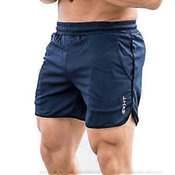 Träningsshorts för män Gymshorts Träning Bodybuilding Gym Sport Herr Casual Kläder Navy blue L