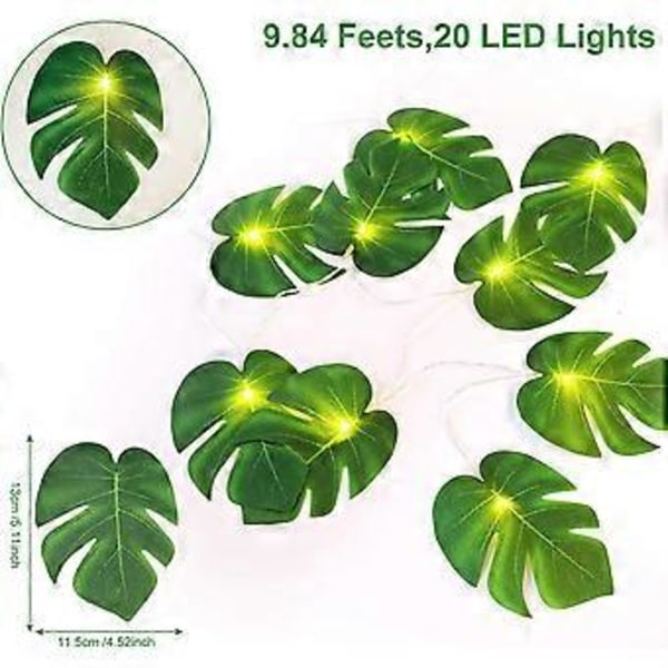 Lumineuse LED Ljusslinga 2 m Blad Dekoration Ljusslinga 10 LED Ljusslinga med gröna blad